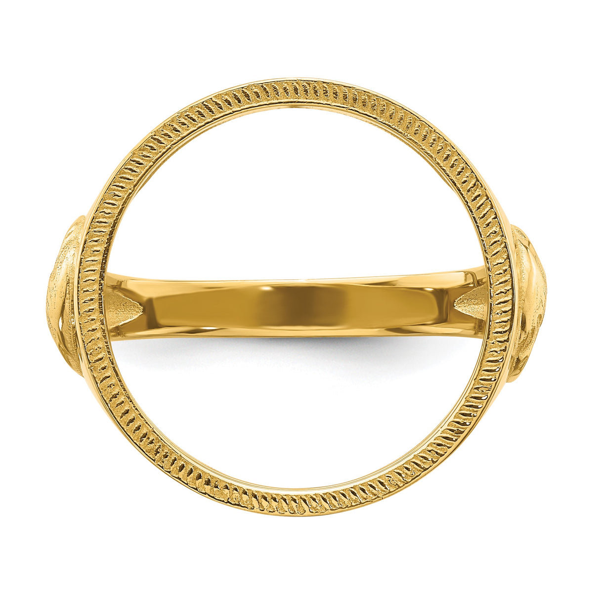 Australian 1/10 oz Gold Lunar $15 Coin Series 3 Coin Bezel Ring Prong Set Mens Diamond-cut Eagle Sides in 10k Yellow Gold