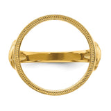 Australian 1/10 oz Gold Lunar $15 Coin Series 3 Coin Bezel Ring Prong Set Mens Diamond-cut Eagle Sides in 10k Yellow Gold