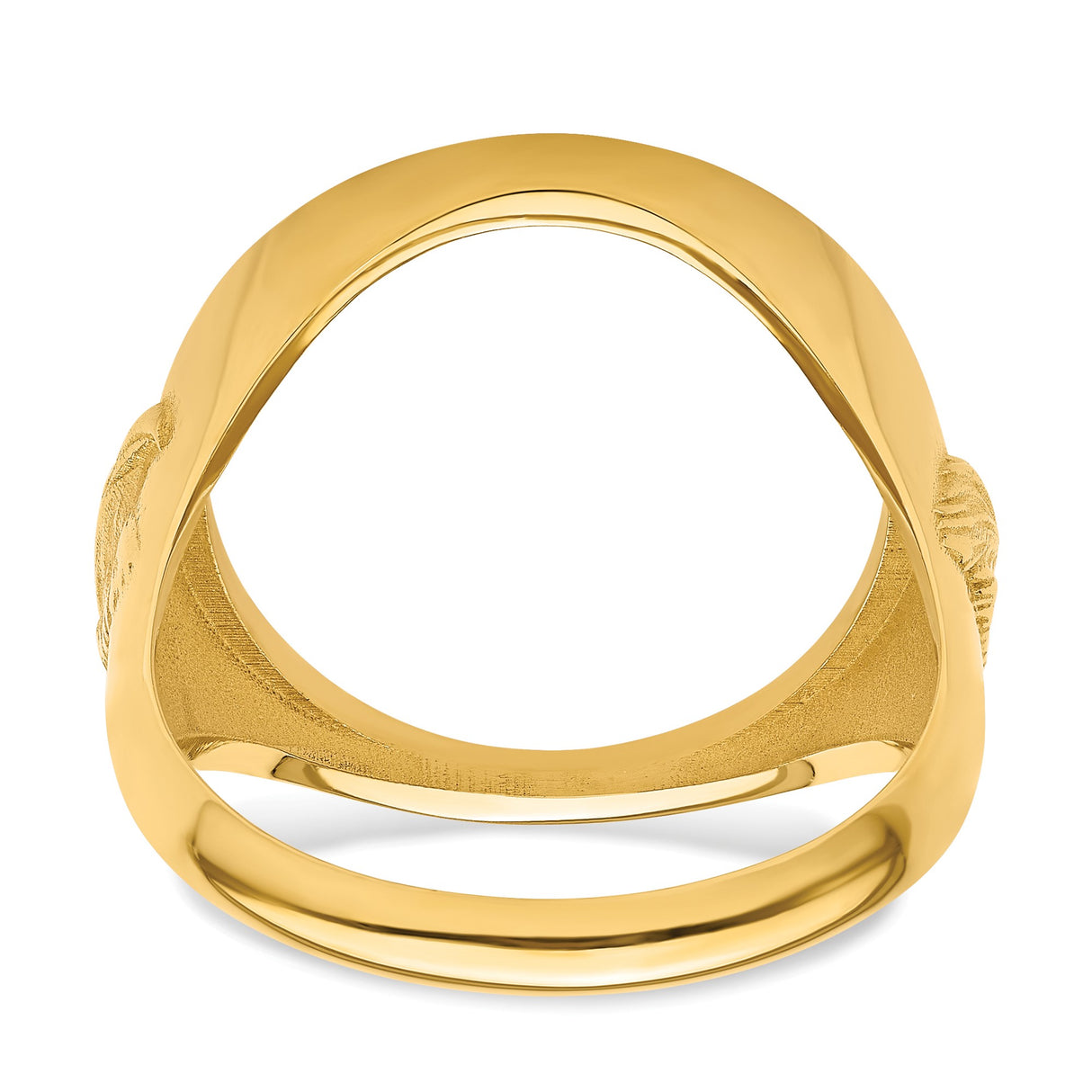 Australian 1/10 oz Gold Lunar $15 Coin Series 3 Coin Bezel Ring Prong Set Mens Diamond-cut Eagle Sides in 10k Yellow Gold