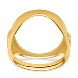 Australian 1/10 oz Gold Lunar $15 Coin Series 3 Coin Bezel Ring Prong Set Mens Diamond-Cut Eagle Side in 14k Yellow Gold