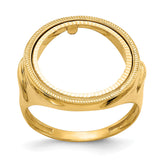 Australian 1/10 oz Gold Kangaroo $15 Coin Bezel Ring Prong Set Mens Diamond-Cut Eagle Side in 14k Yellow Gold