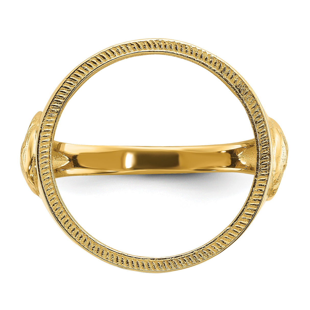Australian 1/10 oz Gold Lunar $15 Coin Series 3 Coin Bezel Ring Prong Set Mens Eagle Side in 14k Yellow Gold