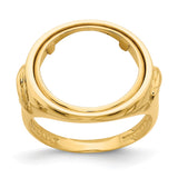 Australian 1/10 oz Gold Lunar $15 Coin Series 3 Coin Bezel Ring Prong Set Mens Eagle Side in 14k Yellow Gold