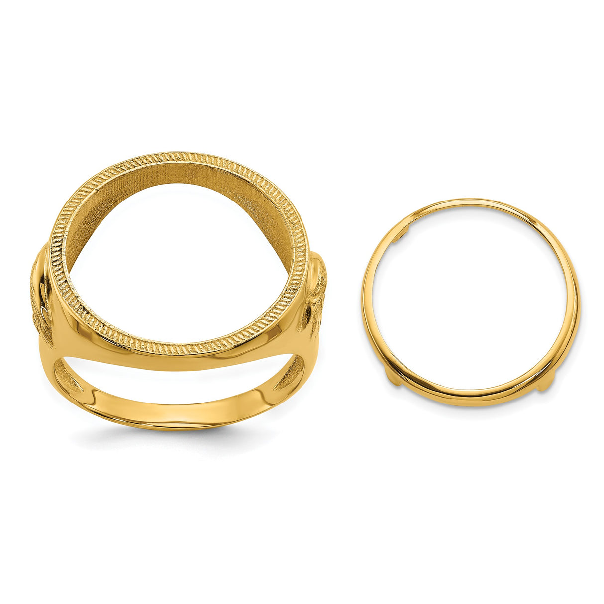 Australian 1/10 oz Gold Lunar $15 Coin Series 3 Coin Bezel Ring Prong Set Mens Eagle Side in 14k Yellow Gold
