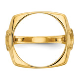 Australian 1/10 oz Gold Koala $15 Coin Bezel Ring Prong Set Mens Horseshoe Sides Square Shaped in 14k Yellow Gold