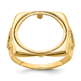 Australian 1/10 oz Gold Kangaroo $15 Coin Bezel Ring Prong Set Mens Horseshoe Sides Square Shaped in 14k Yellow Gold