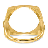 Australian 1/10 oz Gold Kangaroo $15 Coin Bezel Ring Prong Set Mens Diamond-cut Flying Eagle Sides Square Shaped in 10k Yellow Gold