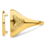 Australian 1/10 oz Gold Kangaroo $15 Coin Bezel Ring Prong Set Mens Flying Eagle Side Square Shaped in 14k Yellow Gold