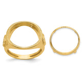 Australian 1/10 oz Gold Lunar $15 Coin Series 3 Coin Bezel Ring Prong Set Mens Diamond-cut Masonic Sides in 14k Yellow Gold