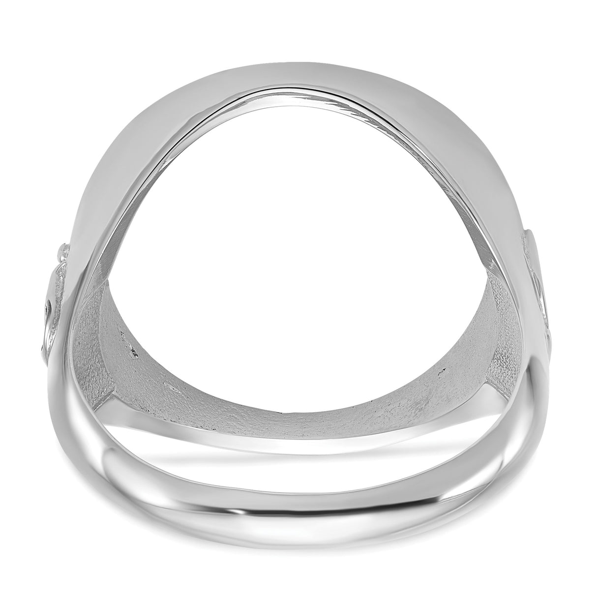 Australian 1/10 oz Gold Lunar $15 Coin Series 3 Coin Bezel Ring Prong Set Mens Diamond-cut Masonic Sides in 14k White Gold