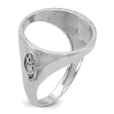 Australian 1/10 oz Gold Lunar $15 Coin Series 3 Coin Bezel Ring Prong Set Mens Diamond-cut Masonic Sides in 14k White Gold