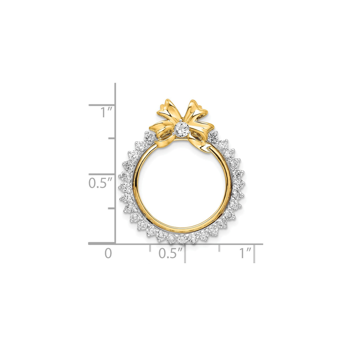 14k Multi-Tone Gold coin bezel for Isle of Man Cat — size reference (ruler)