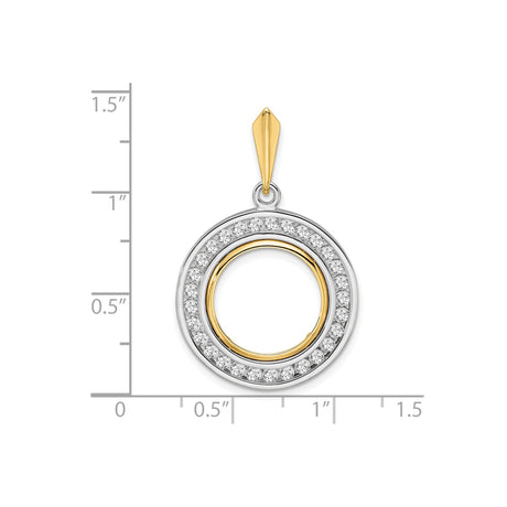 15 mm 14k Multi-Tone Gold coin bezel for 15 mm Coin — size reference (ruler)