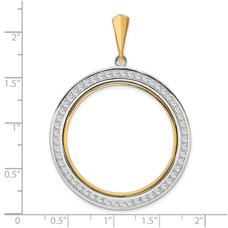 14k Multi-Tone Gold coin bezel for Isle of Man £5 Noble Series 2 — size reference (ruler)