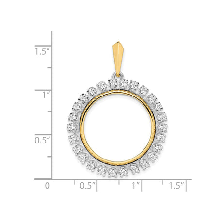 22 mm 14k Multi-Tone Gold coin bezel for 21.6 mm Coin — size reference (ruler)