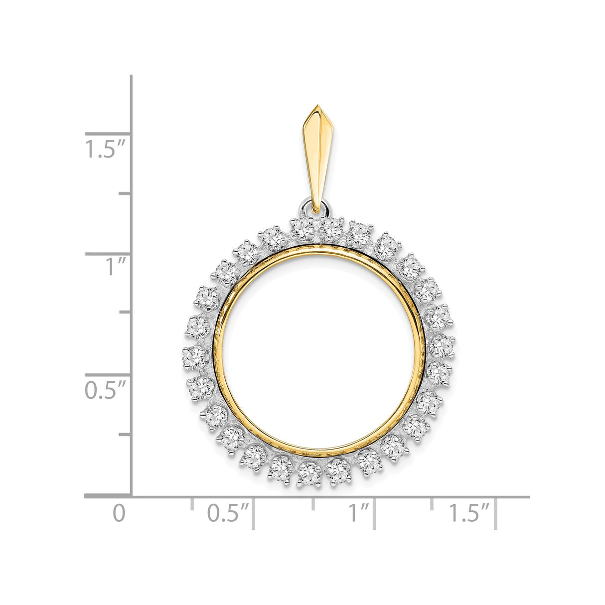 14k Multi-Tone Gold coin bezel for US $25 American Eagle Platinum — size reference (ruler)
