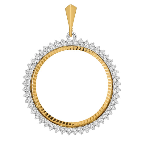 14k Multi-Tone Gold coin bezel for Isle of Man 1 Crown Cat