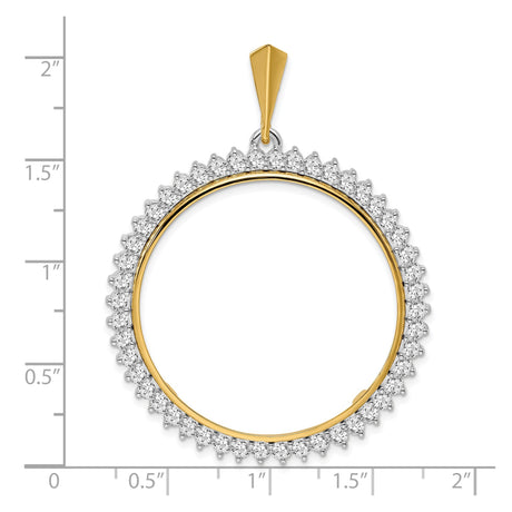 34 mm 14k Multi-Tone Gold coin bezel for 34.2 mm Coin — size reference (ruler)