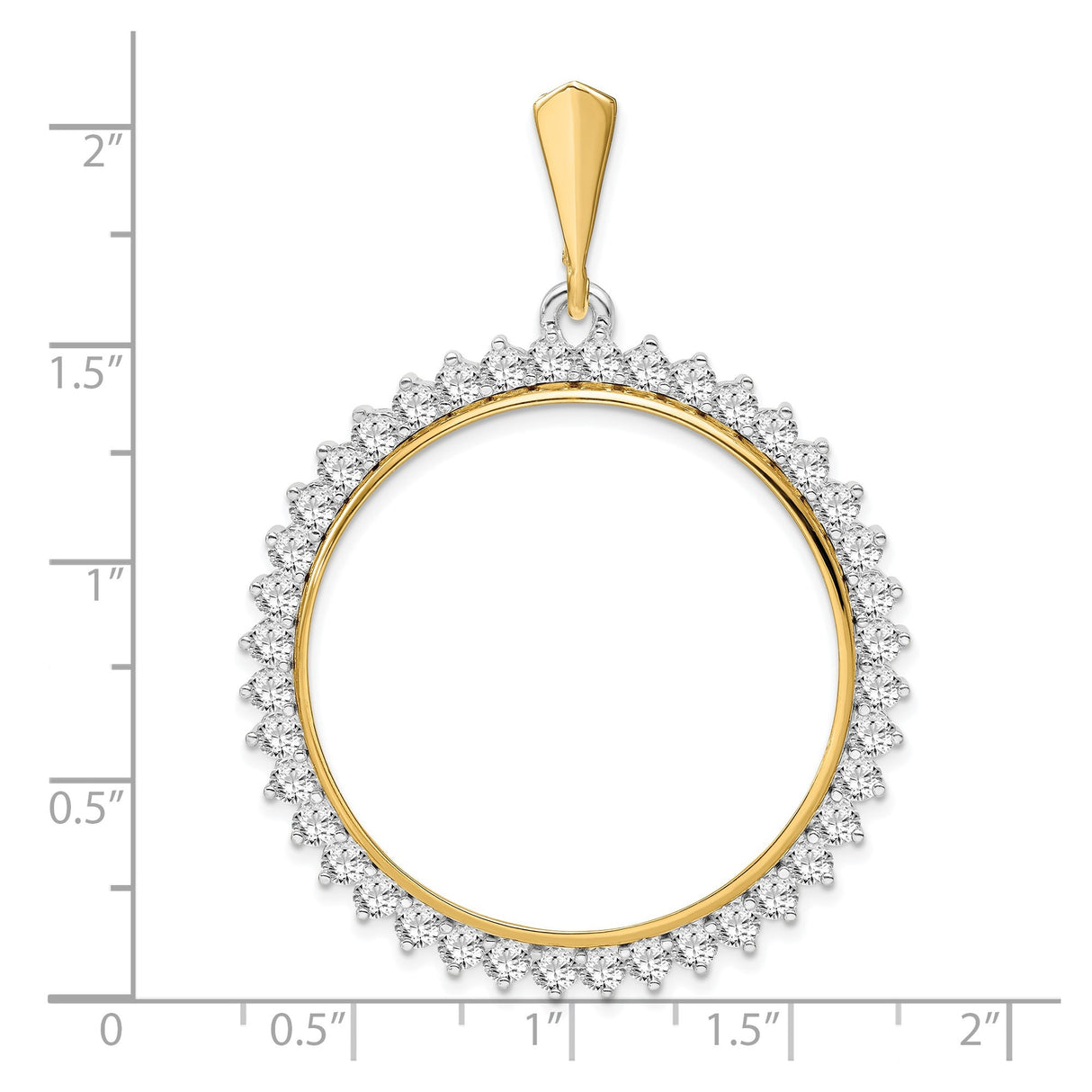 14k Multi-Tone Gold coin bezel for Australian $100 Kangaroo Series 2 — size reference (ruler)