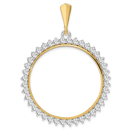 14k Multi-Tone Gold coin bezel for Isle of Man 1 Crown Cat
