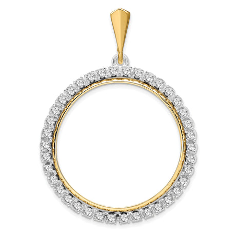 32 mm 14k Multi-Tone Gold coin bezel pendant for Canadian $1 Dollar