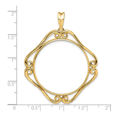 30 mm 14k Yellow Gold coin bezel pendant for Canadian $50 Maple Leaf — size reference (ruler)