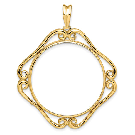 30 mm 14k Yellow Gold coin bezel pendant for Canadian $50 Maple Leaf
