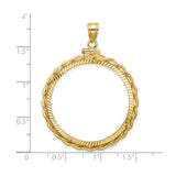 30 mm 14k Yellow Gold coin bezel pendant for Canadian $50 Maple Leaf — size reference (ruler)