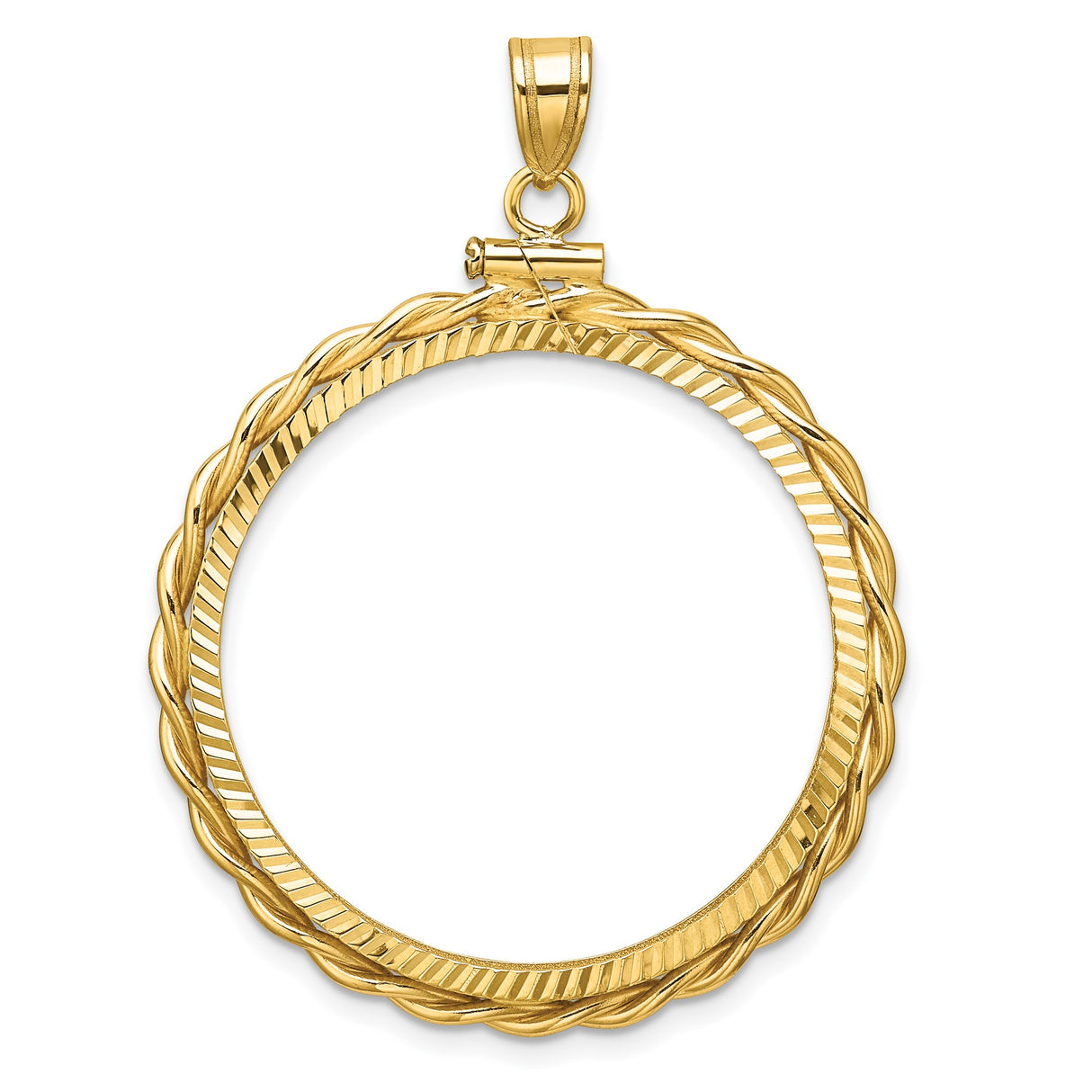 30 mm 14k Yellow Gold coin bezel pendant for Canadian $50 Maple Leaf