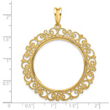30 mm 14k Yellow Gold coin bezel pendant for Canadian $50 Maple Leaf — size reference (ruler)