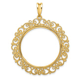 30 mm 14k Yellow Gold coin bezel pendant for Canadian $50 Maple Leaf