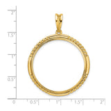 30 mm 14k Yellow Gold coin bezel pendant for Canadian $50 Maple Leaf — size reference (ruler)