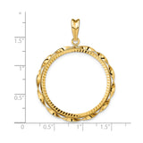 30 mm 14k Yellow Gold coin bezel pendant for Canadian $50 Maple Leaf — size reference (ruler)