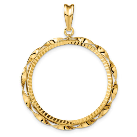 30 mm 14k Yellow Gold coin bezel pendant for Canadian $50 Maple Leaf