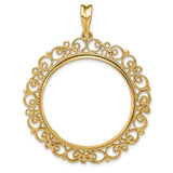 30 mm 14k Yellow Gold coin bezel pendant for Canadian $50 Maple Leaf