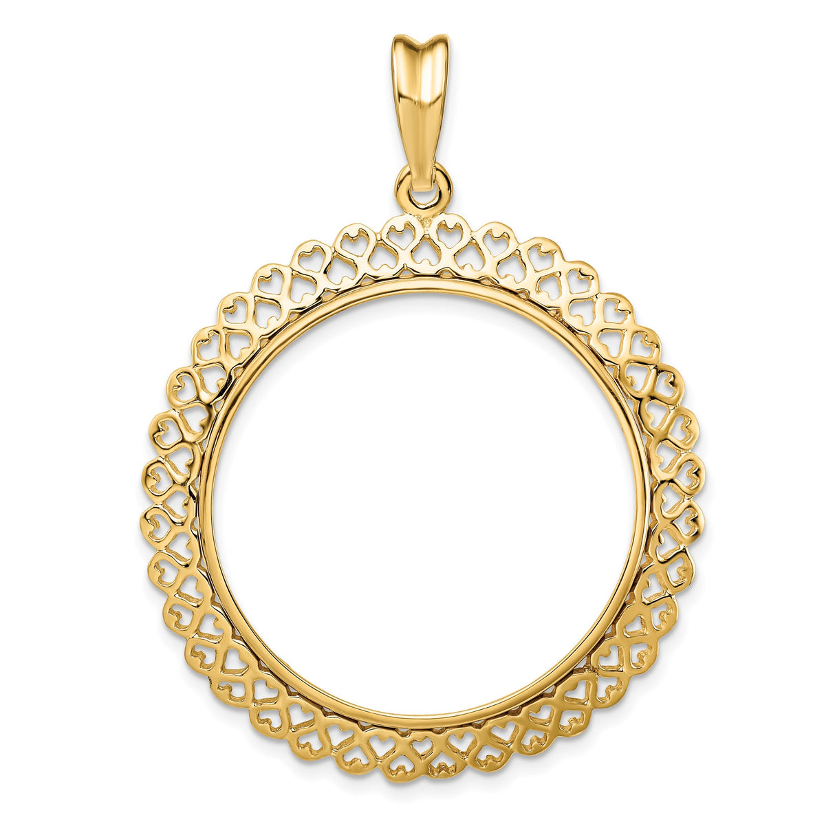30 mm 14k Yellow Gold coin bezel pendant for Canadian $50 Maple Leaf