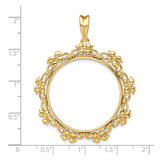30 mm 14k Yellow Gold coin bezel pendant for Canadian $50 Maple Leaf — size reference (ruler)