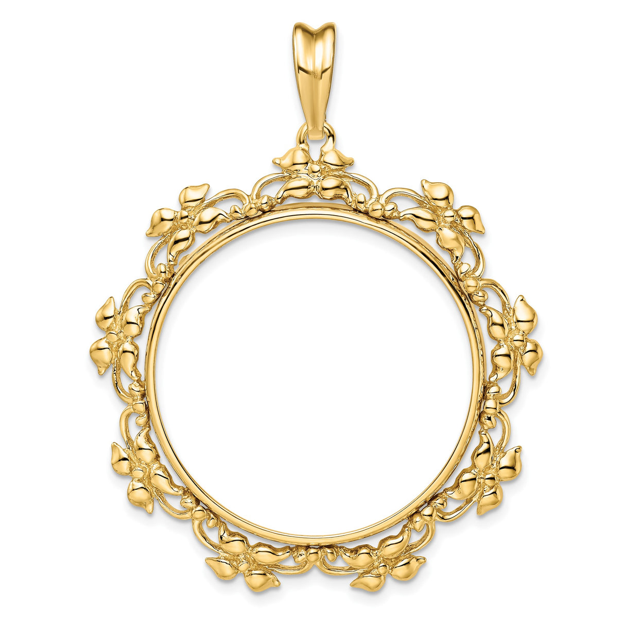 30 mm 14k Yellow Gold coin bezel pendant for Canadian $50 Maple Leaf