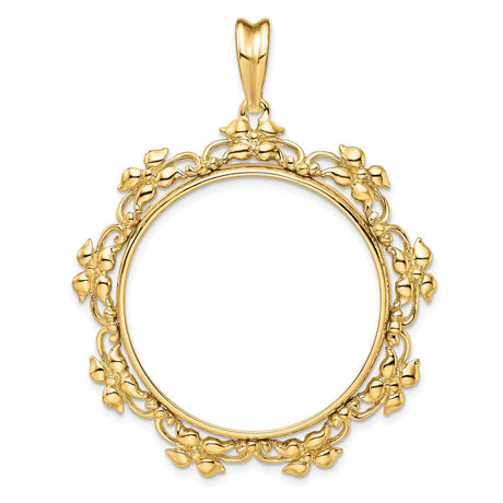 30 mm 14k Yellow Gold coin bezel pendant for Canadian $50 Maple Leaf