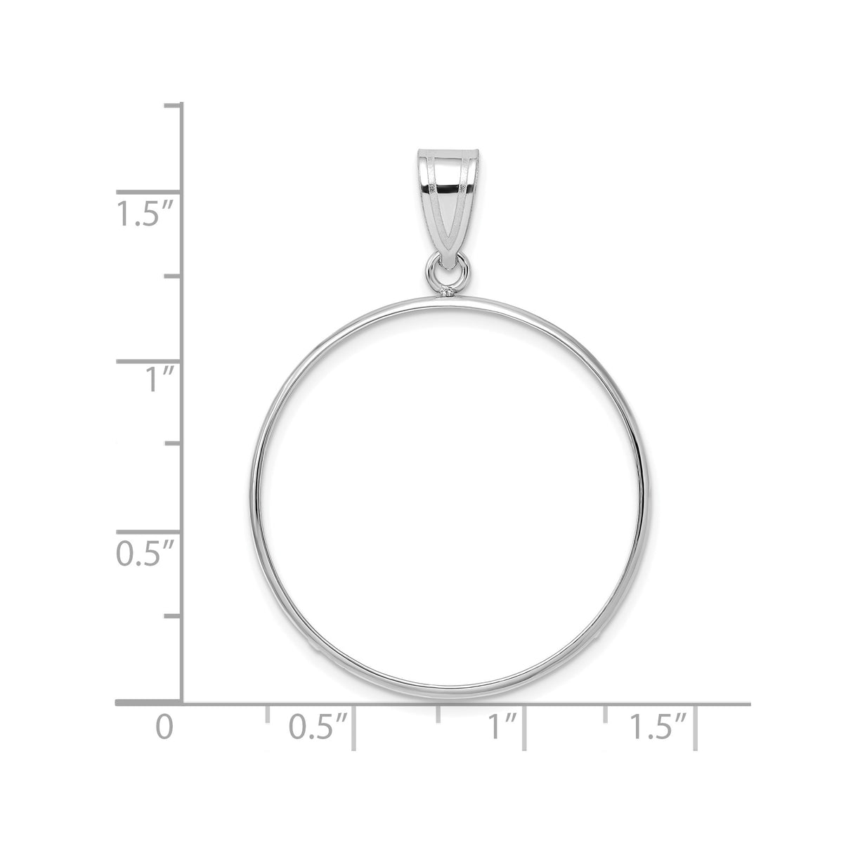 30 mm 14k White Gold coin bezel pendant for Canadian $50 Maple Leaf — size reference (ruler)