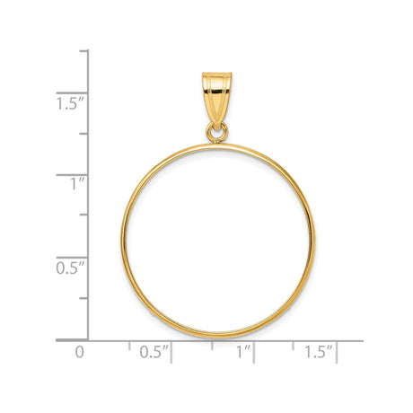 30 mm 14k Yellow Gold coin bezel pendant for Canadian $50 Maple Leaf — size reference (ruler)