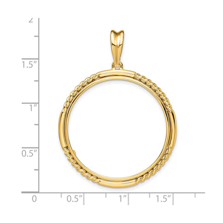 30 mm 14k Yellow Gold coin bezel pendant for Canadian $50 Maple Leaf — size reference (ruler)