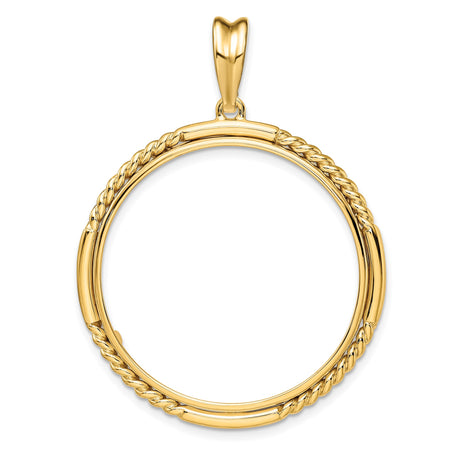 30 mm 14k Yellow Gold coin bezel pendant for Canadian $50 Maple Leaf