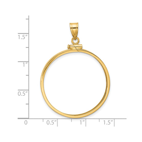 30 mm 14k Yellow Gold coin bezel pendant for Canadian $50 Maple Leaf — size reference (ruler)