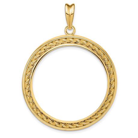 30 mm 14k Yellow Gold coin bezel pendant for Canadian $50 Maple Leaf
