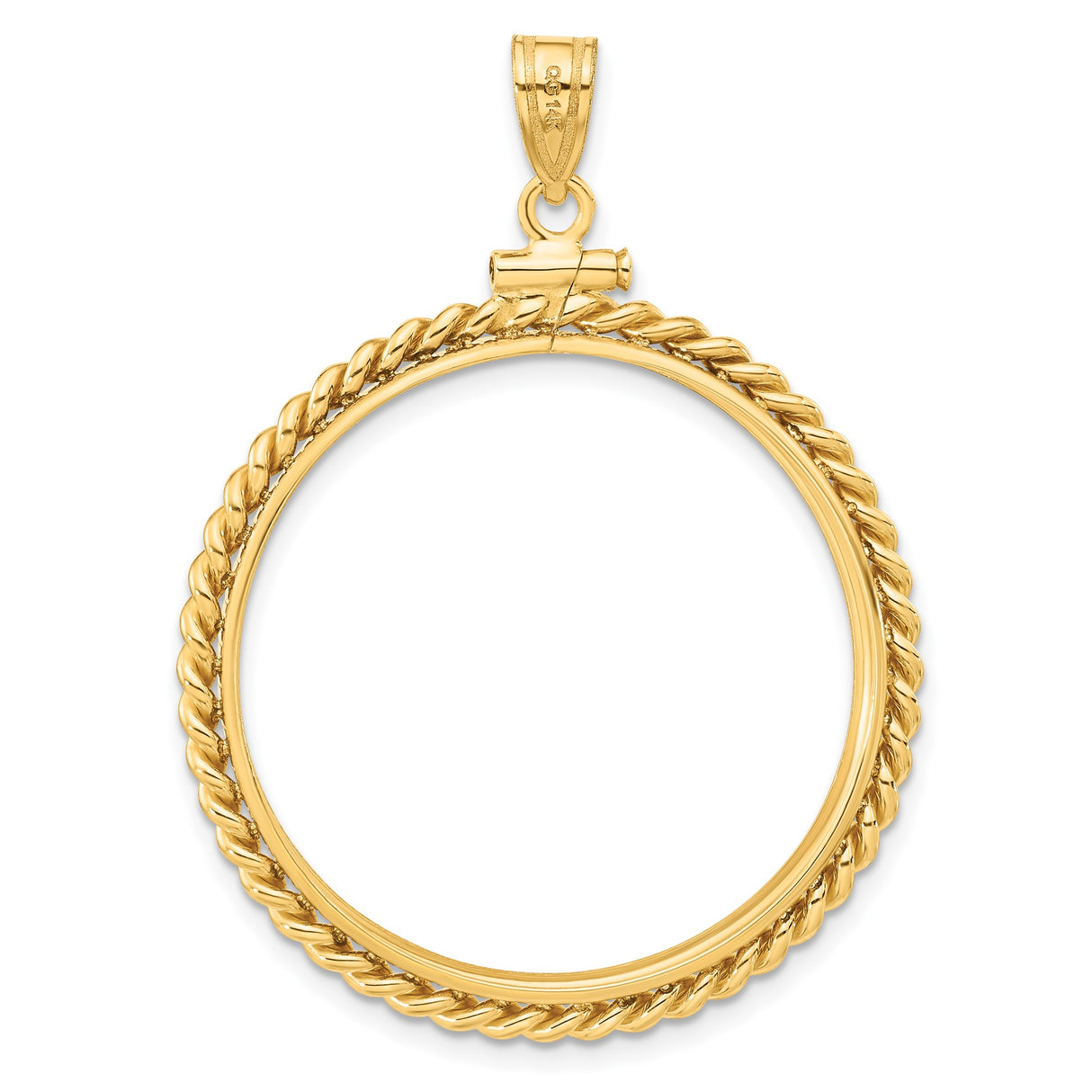 30 mm 14k Yellow Gold coin bezel pendant for Canadian $50 Maple Leaf — additional image