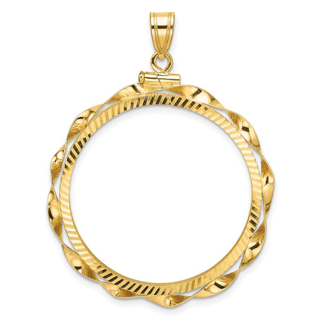 30 mm 14k Yellow Gold coin bezel pendant for Canadian $50 Maple Leaf