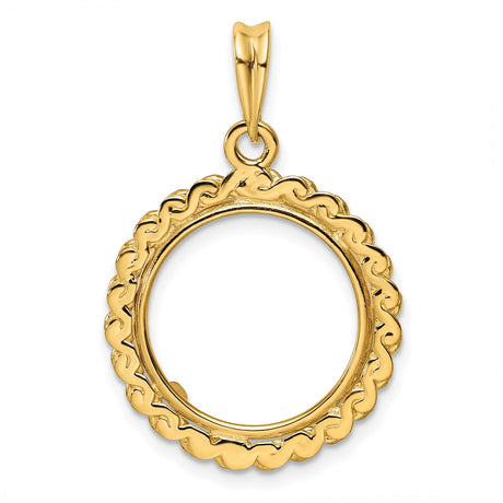 16 mm 14k Yellow Gold coin bezel pendant for Canadian $5 Maple Leaf