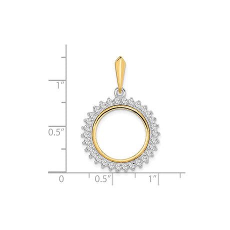 16 mm 14k Multi-Tone Gold coin bezel pendant for Canadian $5 Maple Leaf — size reference (ruler)