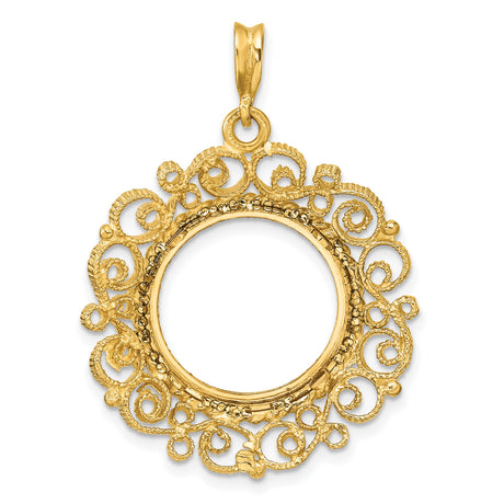 16 mm 14k Yellow Gold coin bezel pendant for Canadian $5 Maple Leaf — additional image